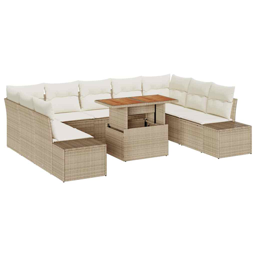 Set Divano da Giardino 10 pz Beige e Crema | homemem39
