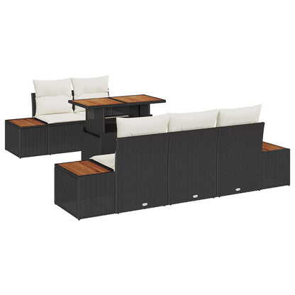 Set Divano da Giardino 6 pz Nero e Beige