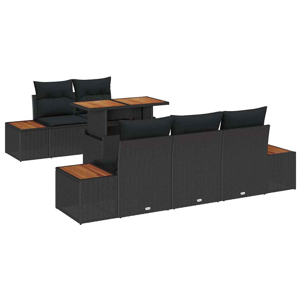 Set Divano da Giardino 6 pz Nero e Marrone | homemem39