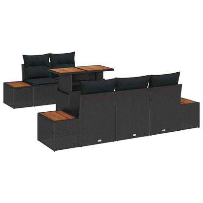 Set Divano da Giardino 6 pz Nero e Marrone | homemem39