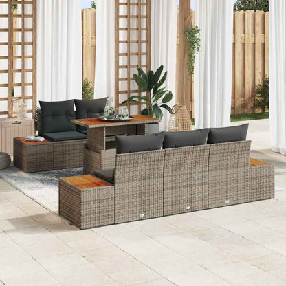 Set Divano da Giardino 6 pz Grigio e Marrone