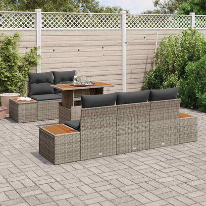 Set Divano da Giardino 6 pz Grigio e Marrone