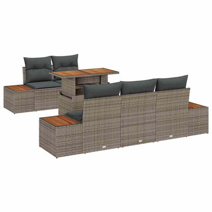 Set Divano da Giardino 6 pz Grigio e Marrone