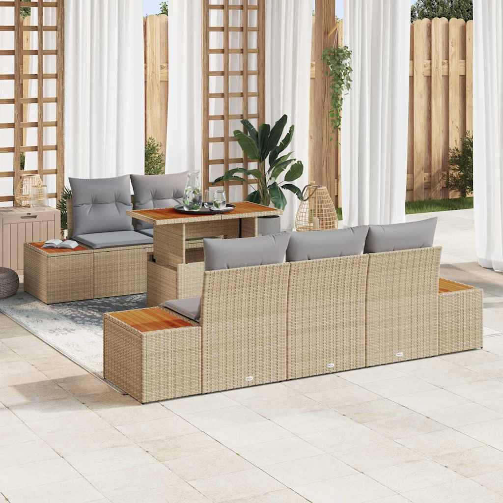 Set Divano da Giardino 6 pz Beige e grigio
