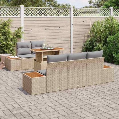 Set Divano da Giardino 6 pz Beige e grigio