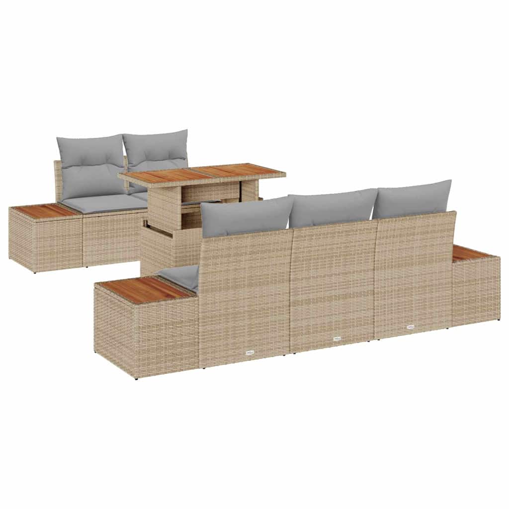 Set Divano da Giardino 6 pz Beige e grigio