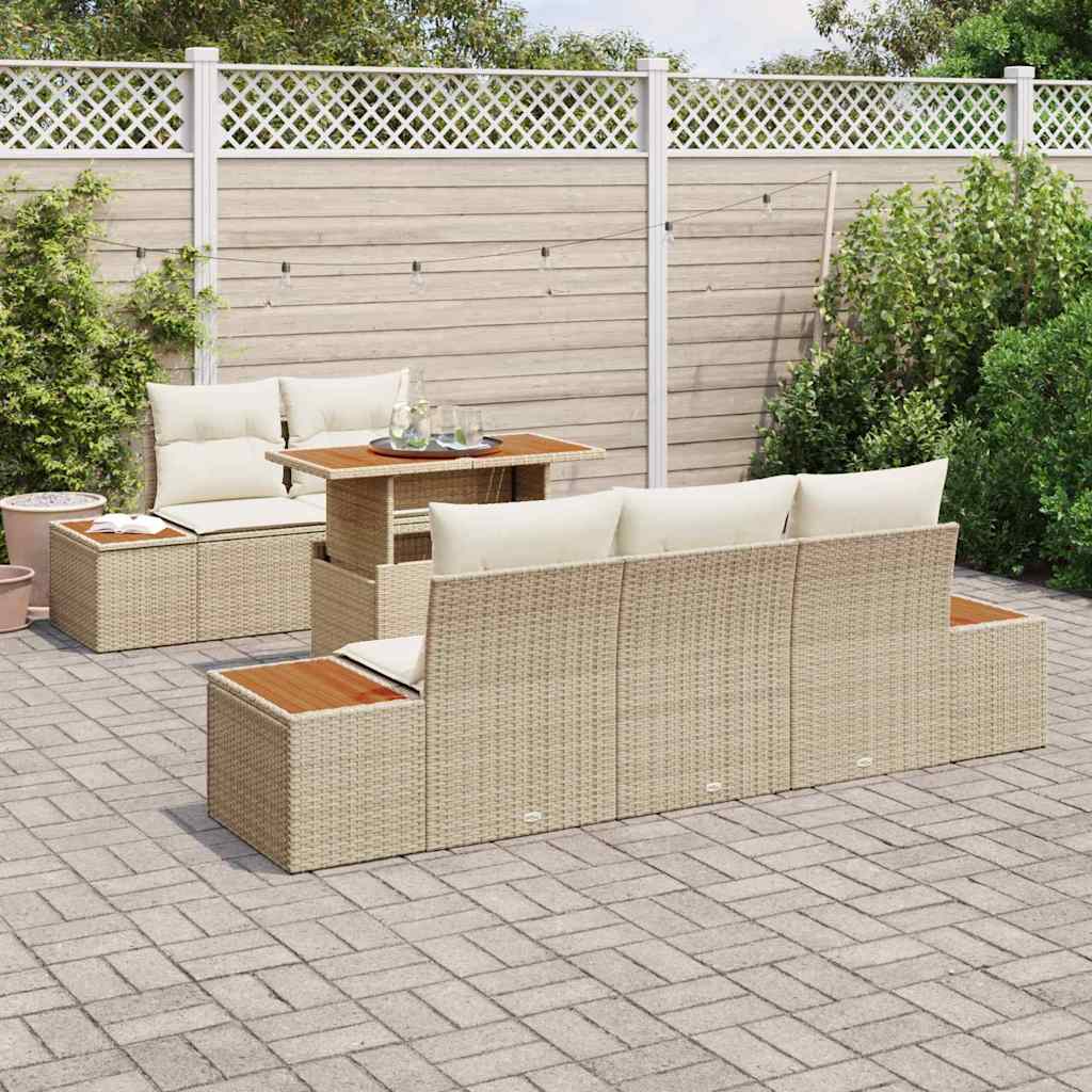 Set Divano da Giardino 6 pz Beige e Crema | homemem39