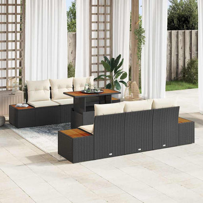 Set Divano da Giardino 7 pz Nero e Beige