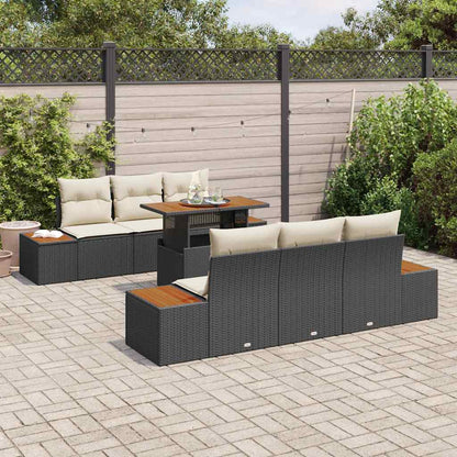Set Divano da Giardino 7 pz Nero e Beige