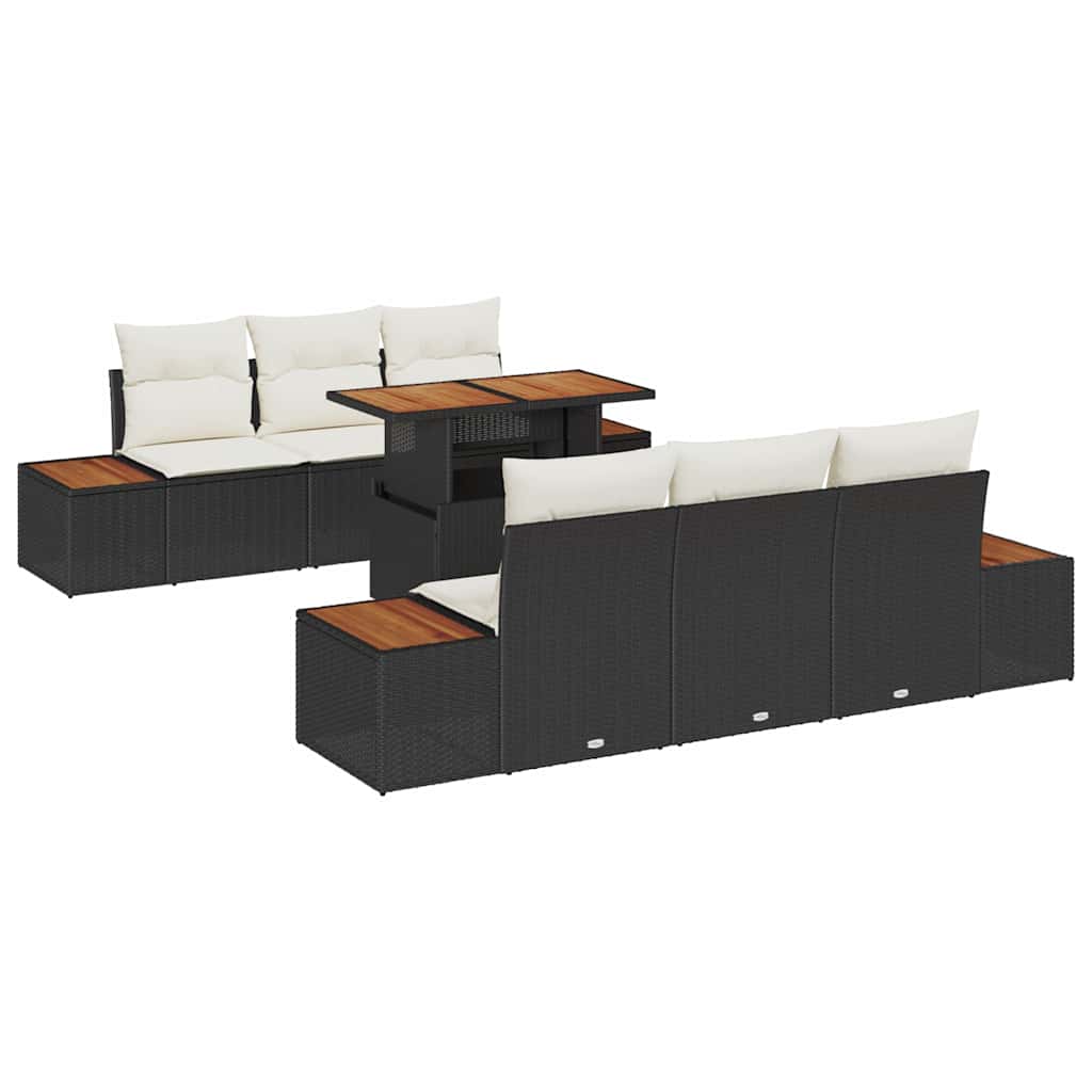 Set Divano da Giardino 7 pz Nero e Beige