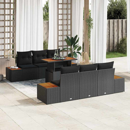 Set Divano da Giardino 7 pz Nero e Marrone | homemem39