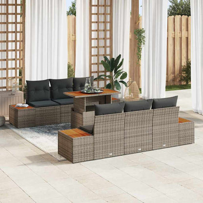 Set da Pranzo per Giardino con cuscino 7 pcs Grigio e Marrone | homemem39