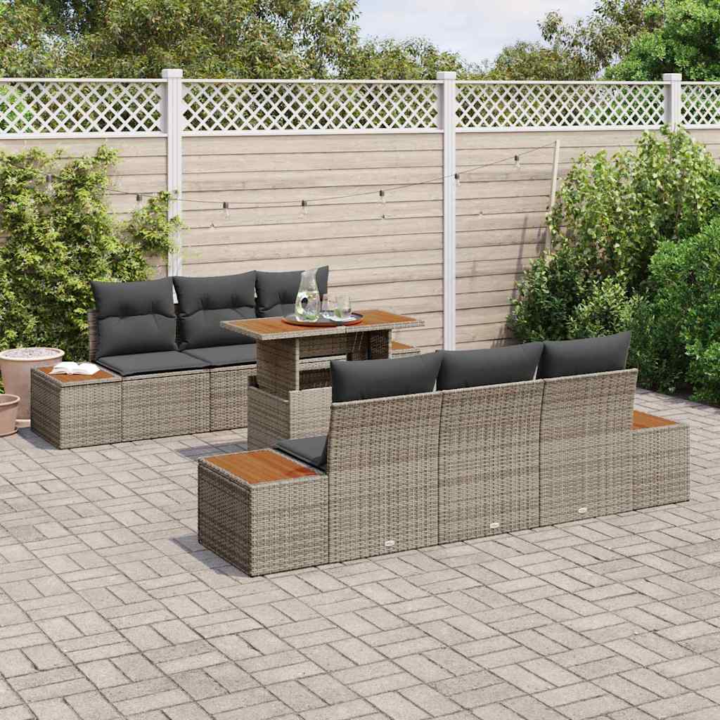 Set Divano da Giardino 7 pz Grigio e Marrone