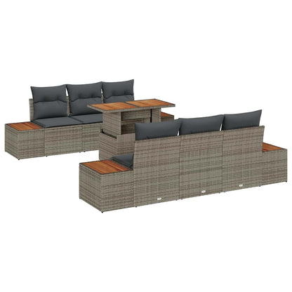 Set Divano da Giardino 7 pz Grigio e Marrone