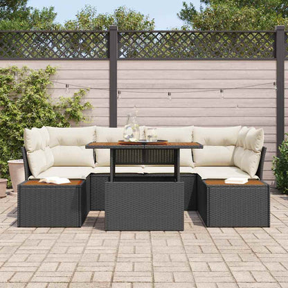 Set Divano da Giardino 9 pz Nero e Beige