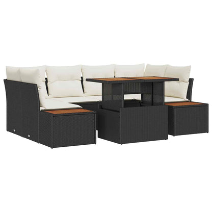 Set Divano da Giardino 9 pz Nero e Beige