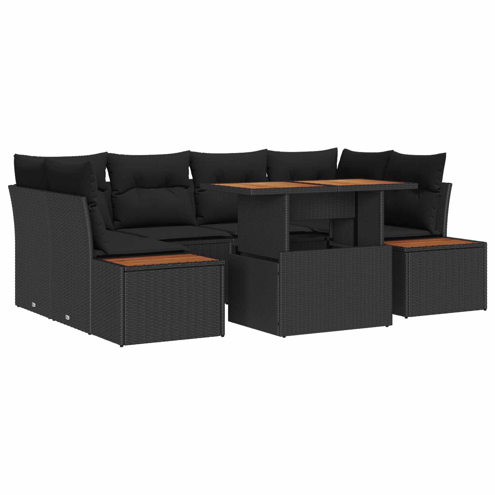 Set Divano da Giardino 9 pz Nero e Marrone | homemem39