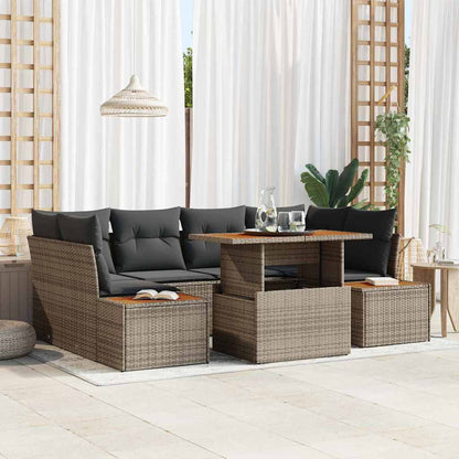 Set Divano da Giardino 9 pz Grigio e Marrone