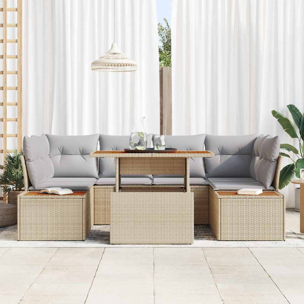 Set Divano da Giardino 9 pz Beige e grigio