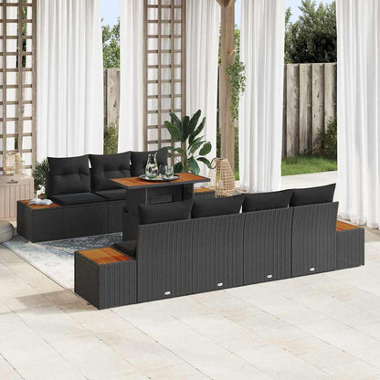 Set Divano da Giardino 8 pz Nero Poly Rattan | homemem39