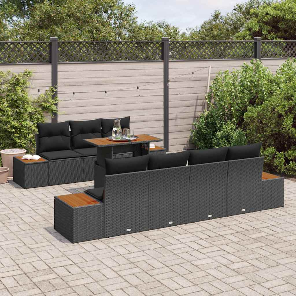 Set Divano da Giardino 8 pz Nero Poly Rattan | homemem39