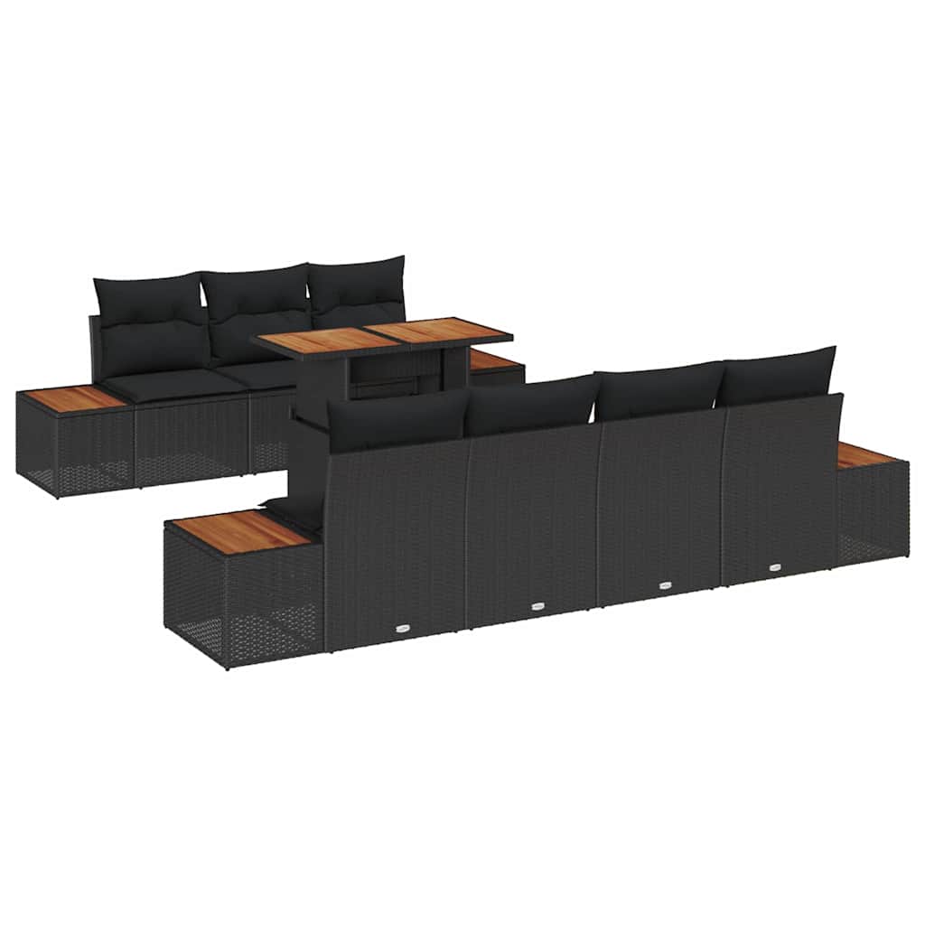 Set Divano da Giardino 8 pz Nero Poly Rattan | homemem39