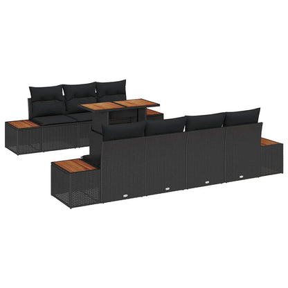 Set Divano da Giardino 8 pz Nero Poly Rattan | homemem39