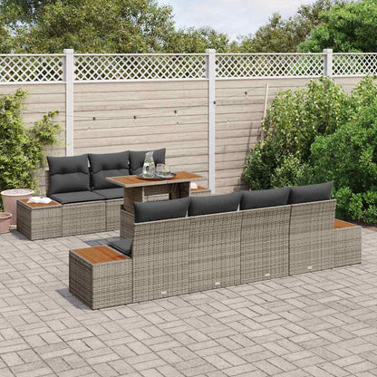 Set Divano da Giardino con cuscino 8 pcs Grigio Poly Rattan | homemem39