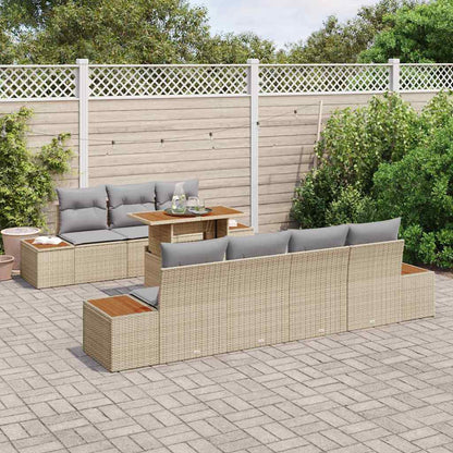 Set Divano da Giardino con cuscino 8 pcs Beige Poly Rattan | homemem39