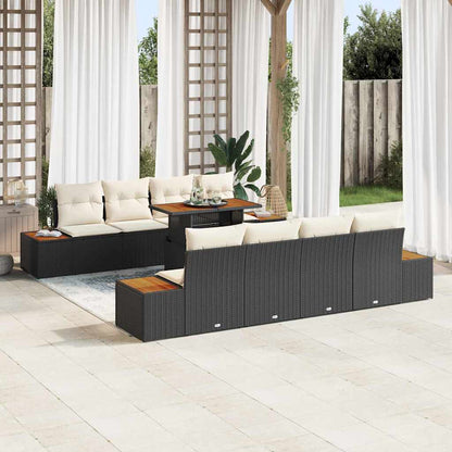 Set Divano da Giardino 9 pz Nero e Beige
