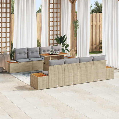 Set Divano da Giardino 9 pz Beige e grigio