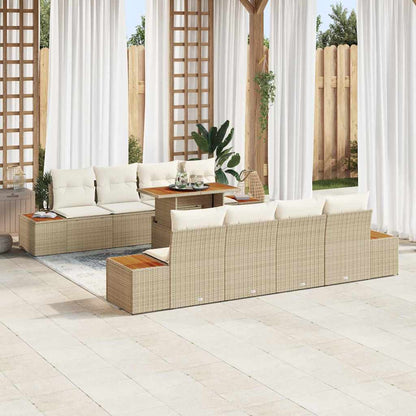 Set Divano da Giardino 9 pz Beige e Crema