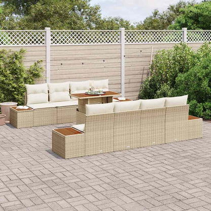 Set Divano da Giardino 9 pz Beige e Crema