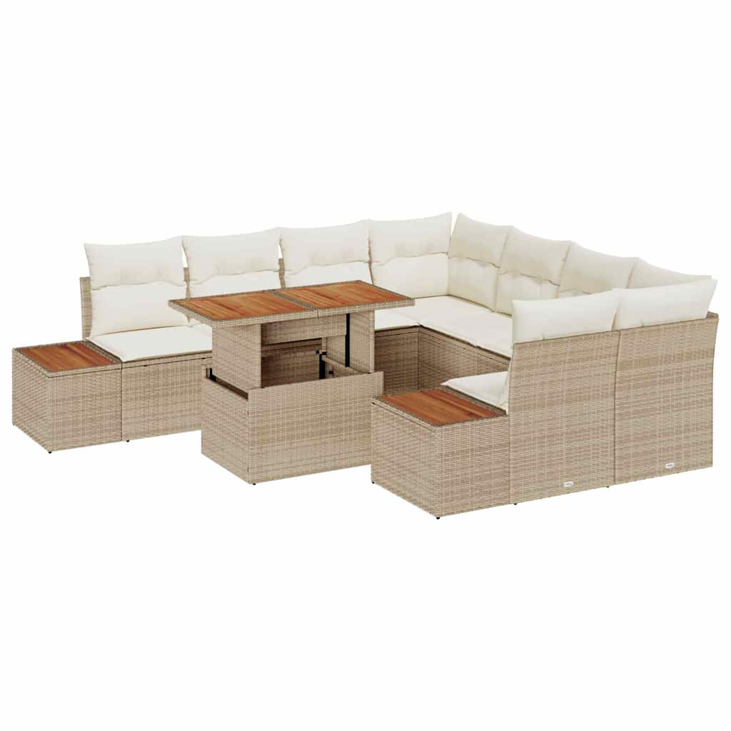 Set Divano da Giardino 9 pz Beige e Crema