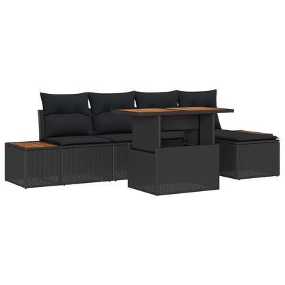 Set Divano da Giardino 6 pz Nero e Marrone