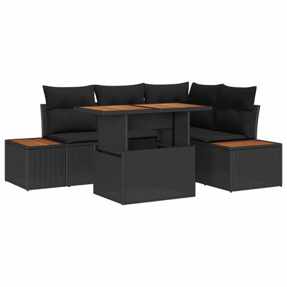 Set Divano da Giardino 5 pz Nero e Marrone