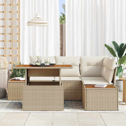 Set Divano da Giardino 5 pz Beige e Crema
