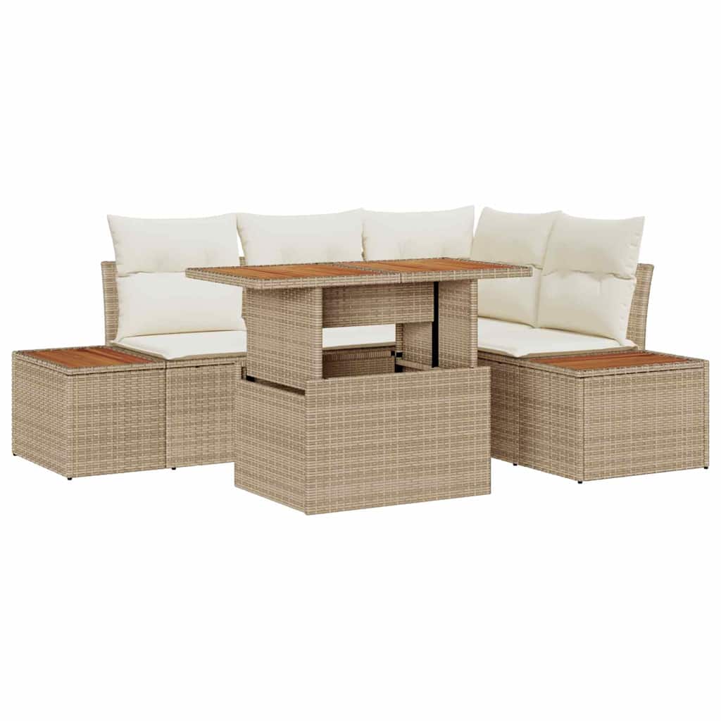 Set Divano da Giardino 5 pz Beige e Crema | homemem39