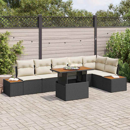Set Divano da Giardino 7 pz Nero e Beige