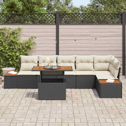 Set Divano da Giardino 7 pz Nero e Beige