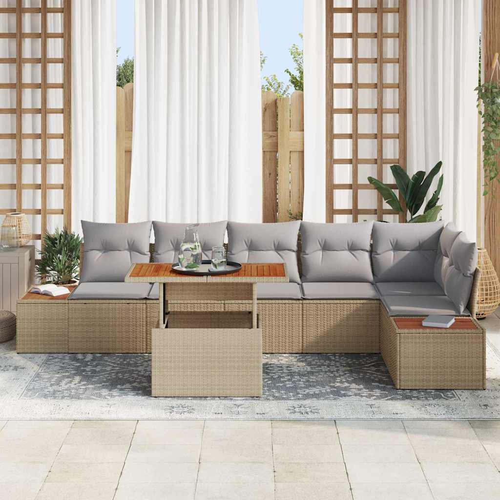 Set Divano da Giardino 7 pz Beige e grigio