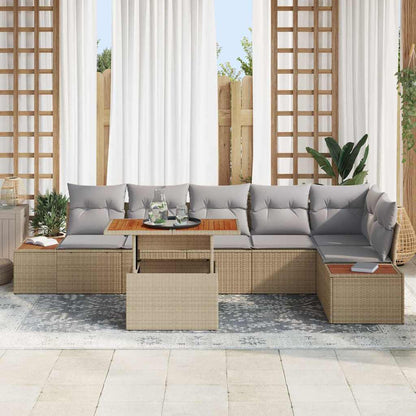 Set Divano da Giardino 7 pz Beige e grigio