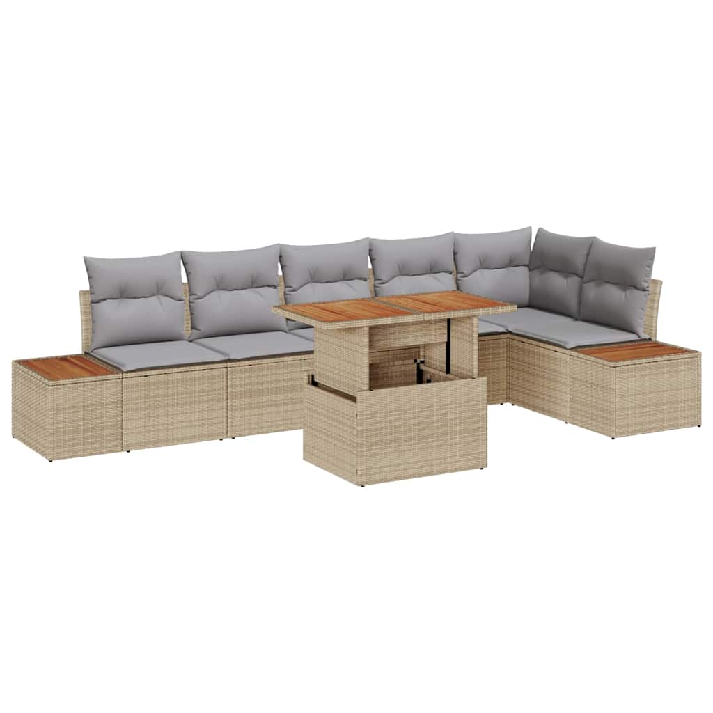 Set Divano da Giardino 7 pz Beige e grigio
