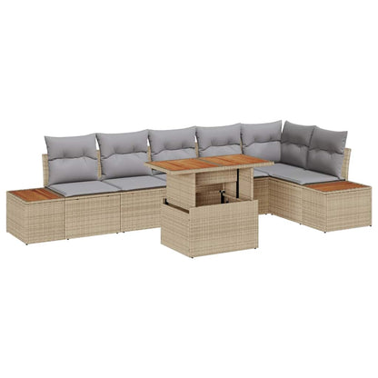 Set Divano da Giardino 7 pz Beige e grigio