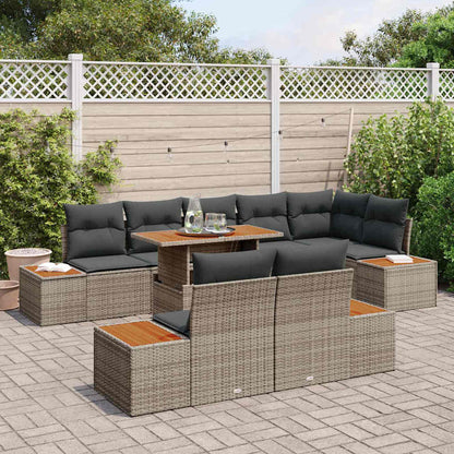 Set Divano da Giardino 9 pz Grigio e Marrone