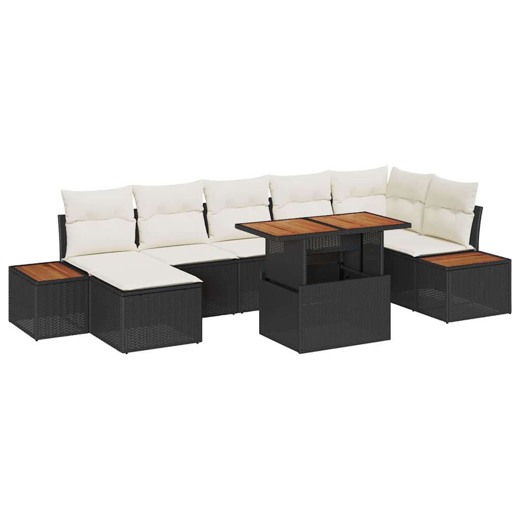 Set Divano da Giardino 8 pcs Nero e Beige