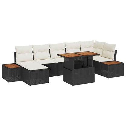 Set Divano da Giardino 8 pcs Nero e Beige
