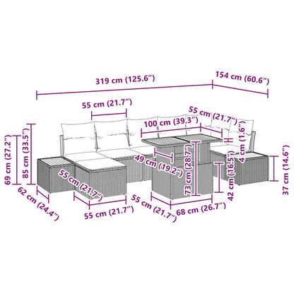 Set Divano da Giardino 8 pcs Beige e grigio