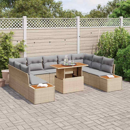 Set Divano da Giardino 10 pz Beige e grigio