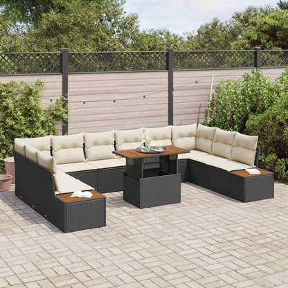 Set Divano da Giardino 11 pz Nero e Beige
